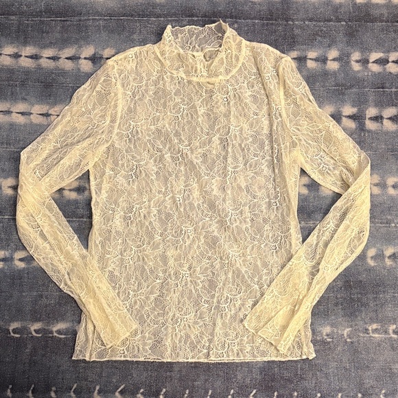 NWOT Anthropologie Cream Lace Blouse - Picture 2 of 6